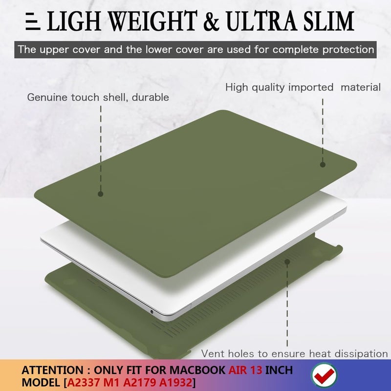 CISSOOK Compatible with MacBook Air 13 inch Case A2337 M1 A2179 A1932 Model 2021 2020 2019 2018 Release, Plastic Avocado Hard Shell Cover with Keyboard Cover for Air 13.3" with Touch ID, Avocado Green - Image 4